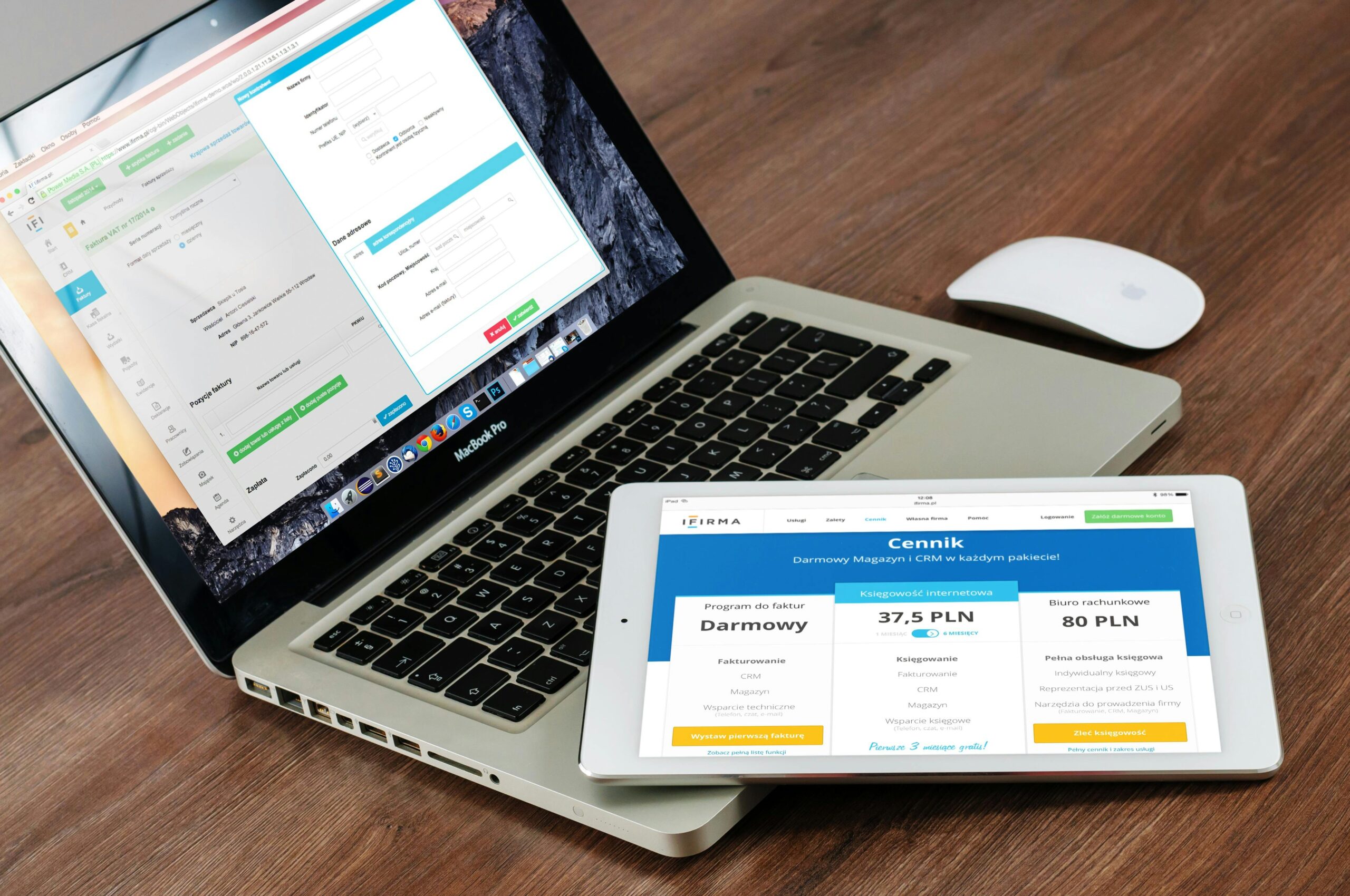 making a website for your business iPad on MacBook Pro Beside Apple Magic Mouse